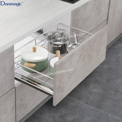 China Factory Sales Modern Sideboard Pull Out Drawer Basket With Soft Close Slide for sale