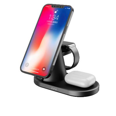 China Mul-tifuncion 15W Multifunctional Fast Charger 3 in 1 Power Station Qi Wireless Charger Stand for iPhone iWatch Airpods with Stand for sale