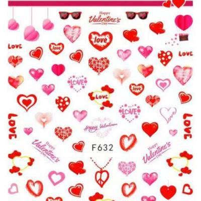 China 2022 Wholesale Professional 3d Nail Salon Valentines Day Love Heart Kiss Nail Stickers New For Nail Art Decorations for sale