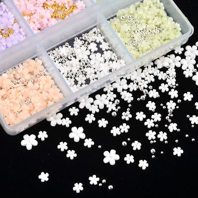 China Hot Selling Nail Art Resin 3D Flower Gold Metal Caviar The New Pearl For Nail Art Decoration for sale