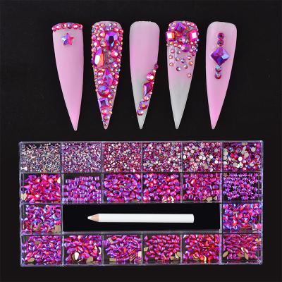 China Nail Salon Nail Art 2022 New Color Flatback Nail Art Decoration Rhinestones Art Rhinestone Box For Crystal for sale