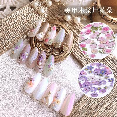 China Paper Pulp Mini Dried Flowers Sheets Pressed Wooden Nail Art Flowers Nail Art Decoration Butterfly Nail Charm for sale