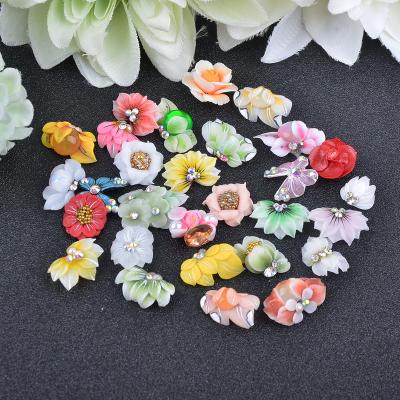 China Nail Art Kawaii Nail Resin Charms Real New Dry Nail Art Decoration Handmade Nail Charms 3D Flower Design for sale