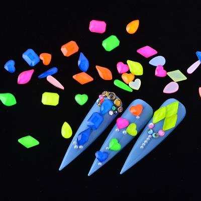 China Nail Art 6 Grid Pack Neon Colored Nail Crystals Rhinestones For Nail Art Decorations for sale