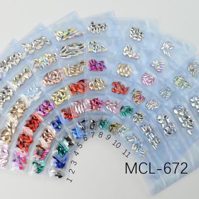 China Flat Back Nail Art Good Quality Nail Crystals Rhinestones Flat Glass Stones For Nail Art Decoration 6 Grids Pack for sale