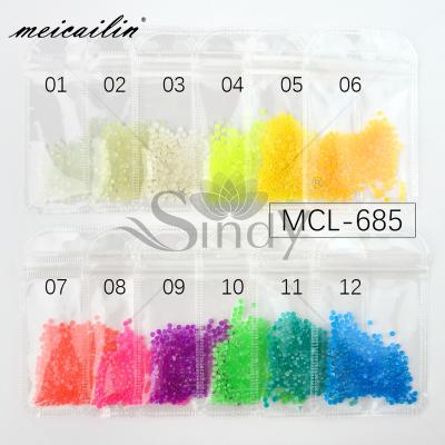 China Luminous Fake Nail Stones Crystal Luminous Resin Fake Nail Stones 100 Pcs/Bag 12 Colors For Manicure Decorations Glow In The Dark for sale