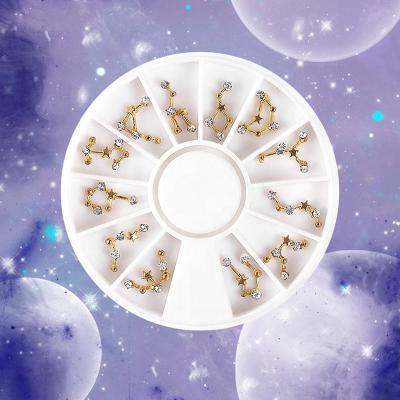 China 1 designs nail Art Decoration Nail Jewelry 12 constellation 3D Crystal Nail Art Charms metal and rhinestones for sale