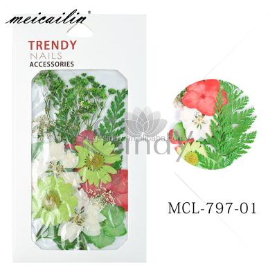 China High Quality 3D Natural Floral Nail Art Sticker Mixed Dry Flower Sticker Nail Art Decoration Accessories for sale