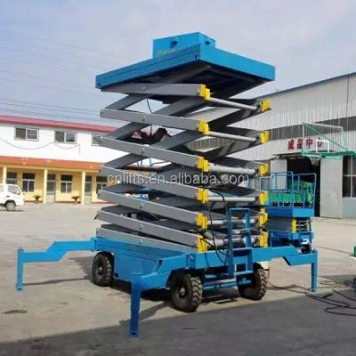 China 10m Mobile Scissor Lift Table / Hydraulic Four Wheels Mobile Scissor Lift 2080*1220mm for sale