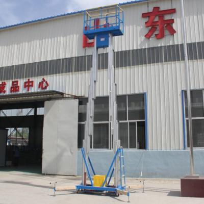 China 12m double masts aluminum aerial work platform mobile vertical manlift SJL for sale