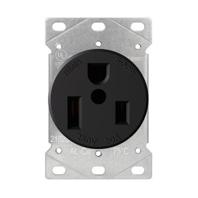 China US Stock 250Volts Nylon Residential/Commercial/Industrial V-2 Flammability NEMA 6-50R 3pin 50 Amp Commercial Range Wall Outlet For EV Charging for sale