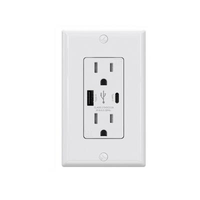 China Smart Chip ELEGRP 5.0A Type Duplex 15A USB Port Receptacle A&C UL TR USB Wall Ultra-Fast Charging Charger For Phone for sale