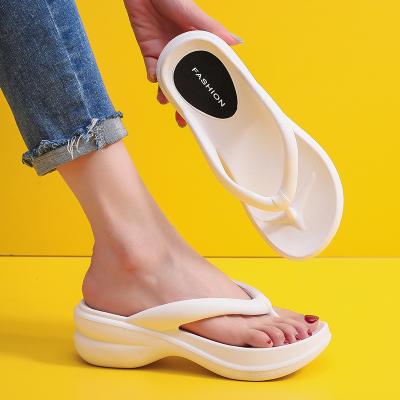 China Summer Waterproof Wholesale Beach Orthotics Thick Single Platform Slippers Slip On Custom High EVA Wedge Flip Flops Chanclas 6cm for sale