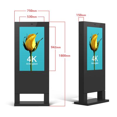 China 55 65 Inch IP65 Outdoor Waterproof Outdoor Floor Standing Digital Kiosk Highlights LCD Display Advertising Screen for sale