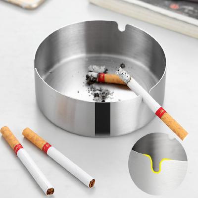 China Stainless Steel Round Shape Home Office Ash Holder Smoking Accessories cenicero Ash Tray Stainless Steel High Temperature Resistant Ashtray for sale