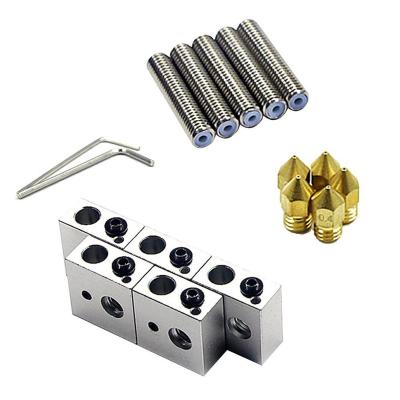 China 15pc/set 1.75mm Throat Tube+0.4mm Extruder Nozzle Printing Heads+ Heater Blocks Hotend For MK8 Makerbot ANET A8 3D Printer 10cm x 10cm x 3cm (3.94in x 3.94in x 1.18in) for sale