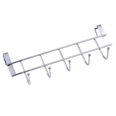 China 5 Hooks Bathroom Kitchen Door Hanger Rack Organizer Storage Door Clothes Stored Hanger Hangs 10kg Supporting Over Door Rack Towel Socket for sale