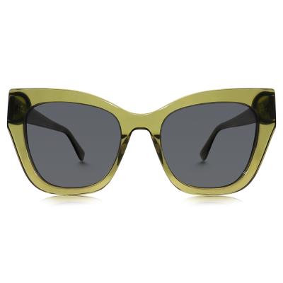 China Cat Eye Famous Brand Italy Designer Women Eyewear Shades Sunglasses Handmade Acetate Green Cat Eye Candy Color Transparent for sale