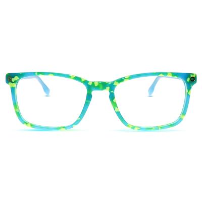 China Custom Logo Spectacle Frames Premiun Blue Optical Frames Fashionable Anti Blue Light Glasses Computer Light Blocking Designer Square Acetate Glasses Frames for sale