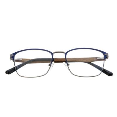 China Optical Frames Adjust To Shape Optical Frames 2021 Frame And Wooden Legs Acetate Temples Fashionable Aluminum Glasses for sale