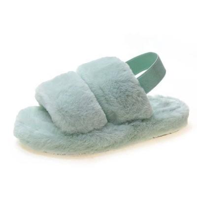 China Damping Stain Fashion Ladies Winter Slippers Flip Flops Women Vegan Faux Fur Fluffy Non-slip Slippers for sale