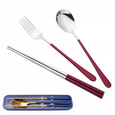 China Viable in the current thin gold layer of stainless steel chopsticks fork and administer Cubiertos with a spoon of acero inoxidable for sale