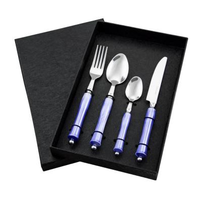 China LOW MOQ 4pcs Viable Handle Plastic Cutlery Set For Events Or Sale Promotion for sale