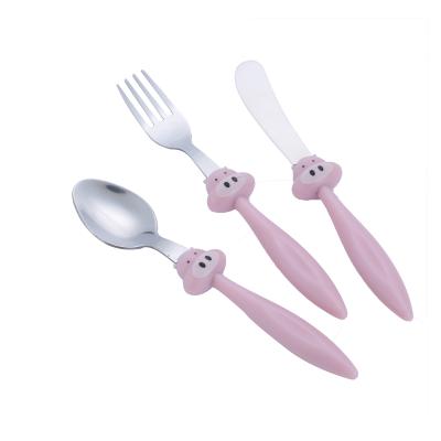 China Viable Design High Quality Animal Handle Cute Kids Cutlery Set for sale