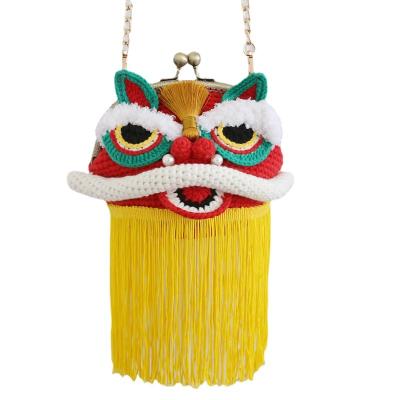 China PORTABLE DIY Handwoven Creative Ethnic Style Heirloom Intangible Lion Head Styling Long Tassel Yarn Bundle for sale