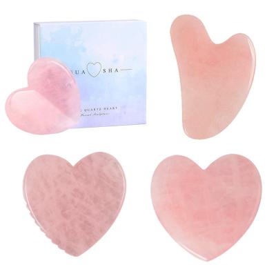 China Hot Selling SPA Massage Slimmer Tool Portable/Durable/Washable Rose Quartz Heart Shaped Gua Sha for sale