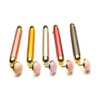 China Portable Massager Jade Roller Vibrating Facial Roller Electric Rose Quartz Vibrating Facial Roller for sale