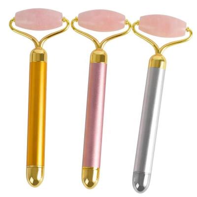 China Wlectric Masaje Jade Roller Electric Current Electric Rose Quartz Jade Roller Facial Eye Skin Care Whitening for sale