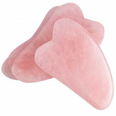 China SPA Care Main Hot Pink Color Gua Sha Rose Quartz Natural Rose Gua Sha Massage Tool Rose Quartz Jade Free Sale Rose Gua Sha for sale