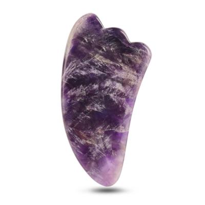 China Whitening Natural Amethyst Stone Gua Sha Wing Shape Gua Sha Scraping Massage For Body Care Amethyst Gua Sha for sale