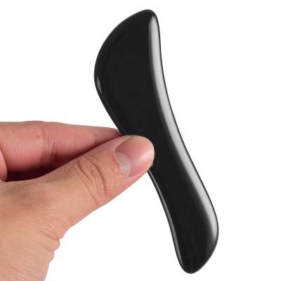 China OEM Factory Private Label Black Obsidian Gua Sha S Anti Aging Shape Gua Sha Body Massage Tool for sale