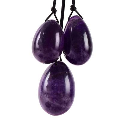 China Amazon Best Seller Amazon Best Seller Wholesale Package Drilled Yoni Egg Body Purple Natural Amethyst Vaginal Massage Free Spare Parts for sale