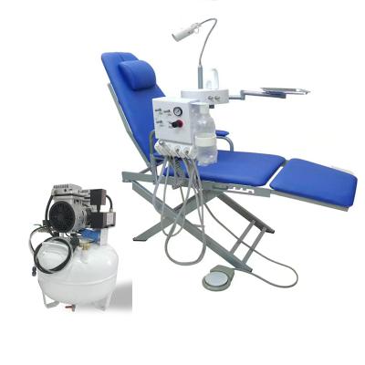 China Portable Metal Foldable Dental Unit Chair Single Dental Unit With Air Compressor for sale