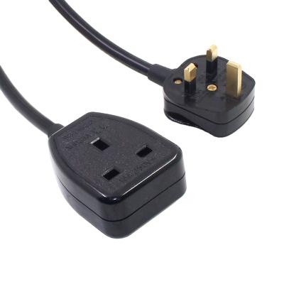 China Home Appliance 3 Pin Male Plug To Female Outlet Plug Power Cable Extended 3G1.5mm2 UK Extension Cable For HK UAE for sale