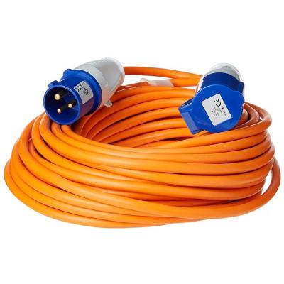 China 25 Meter 16A IP44 Camping Brand New Heavy Duty Orange Plug In Cable For Caravan Camper Motorhome for sale