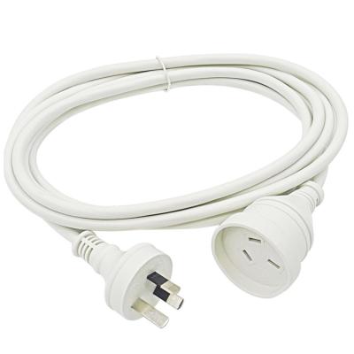 China Home Appliance Australia New Zealand Oceania 3m Power Extension Cord 10A 240V 2400W Rated RCM Approved White for sale