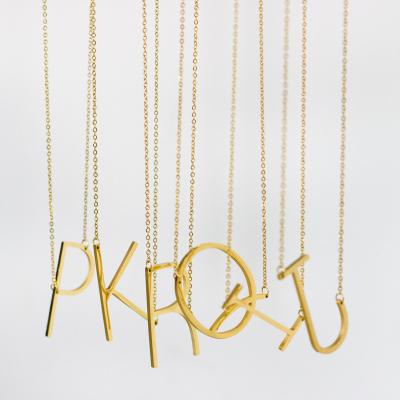 China FASHION KMLS10001 Stainless Steel Fashion Alphabet Letter Necklace 18k Gold Jewelry Necklace Designs For Ladies for sale