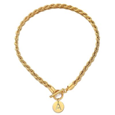 China Hot Selling KMLS11001 FASHION INS Stainless Steel 18k Gold Plated Twist Chain Button Necklace Pendant Jewelry For Ladies for sale