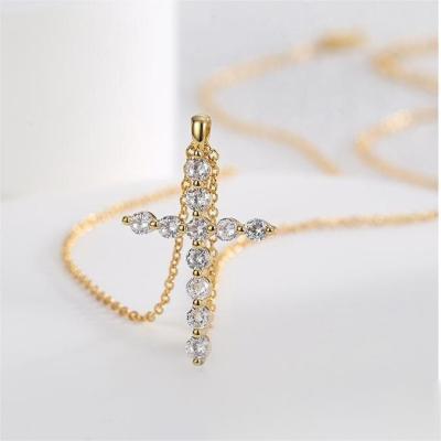 China FASHION KMLB1028 Bling Bling Brass Pendant Women's CZ Diamond Cross Pendant Necklace Copper Gold Plated Jewelry for sale