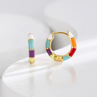 China KMLB1032 FASHIONABLE popular brass colorful enamel circle earrings copper earrings for women simple circle earrings jewelry for sale