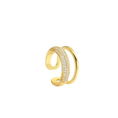 China Fashion KMLB1001 CLASSIC Diamond Ring Jewelry Double Layer Zircon Ring Women 18K Gold Brass Plated Ring For Women Adjustable for sale