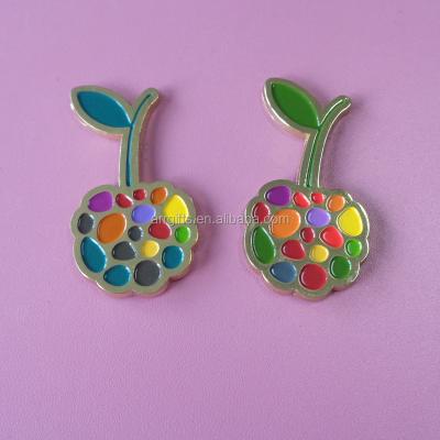 China Hot Selling Colorful Metal Cherry Shaped Fashion Custom Cute Design Soft Enamel Lapel Pin Badge for sale