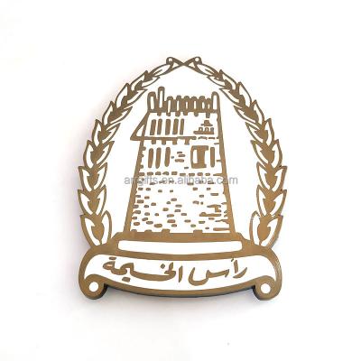 China Luxury UAE Emblem Ras Al Khaimah Logo Custom Car World Metal Car Badge for sale