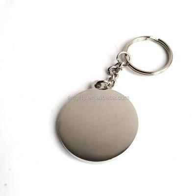 China Wholesale Nickel Plating Metal Shape Blank Metal Round Keychains For Your Printing Sticker for sale