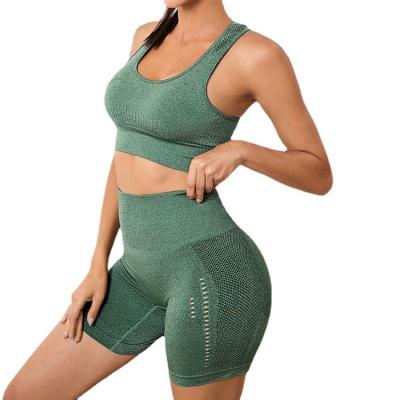 China Breathable Yoga Suit For Women High Waist 2 Pieces Shorts Seamless Sports Bra Fitness Yoga Sets for sale