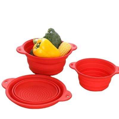 China Factory Price Viable Manufacturer Multifunctional Convenient Fruit Silicone Vegetable Drain Basket for sale